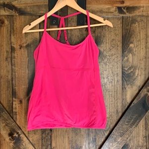 NWOT Lucy pink fitted tank top with built in bra!